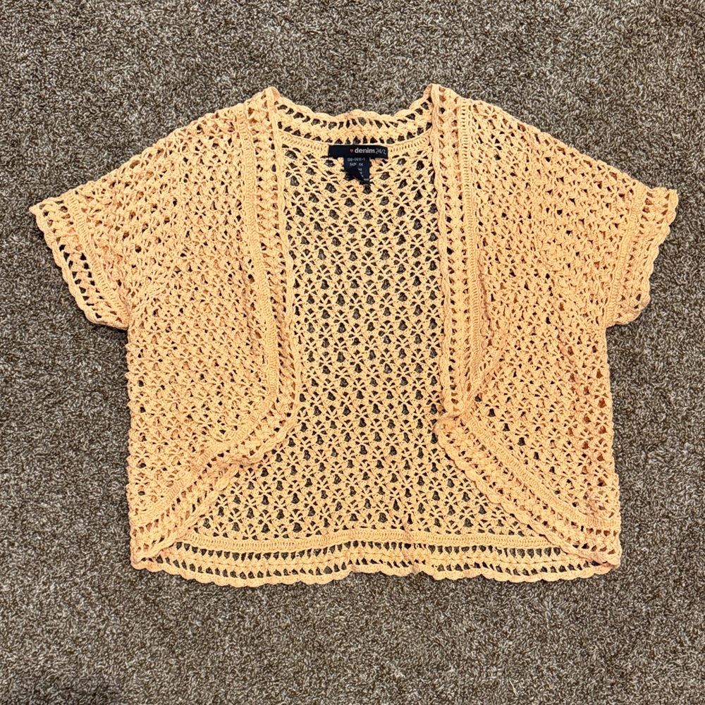 Denim 24/7 Peach Crochet Sweater